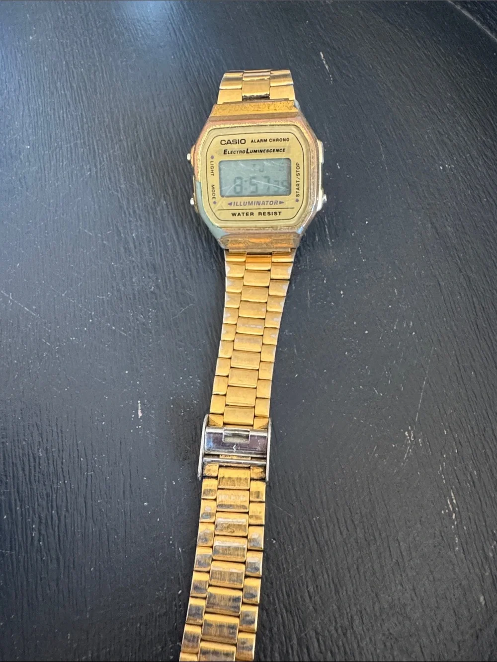 Vintage Casio A168WG Gold-Tone ElectroLuminescence Digital Watch (A168)